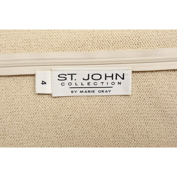 St. John Sheath Sleeveless Dress/Short Sleeve Jacket Knit Neutral Old Money 4P - Picture 10 of 16
